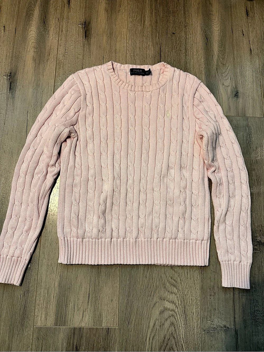 Polo Ralph Lauren Cable-Knit Cotton Crewneck Sweater Crewneck in Pink